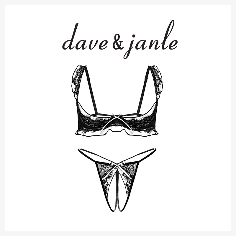英国 Dave&Janle 性感文胸套装镂空蝴蝶结聚拢诱惑调情内衣礼盒装