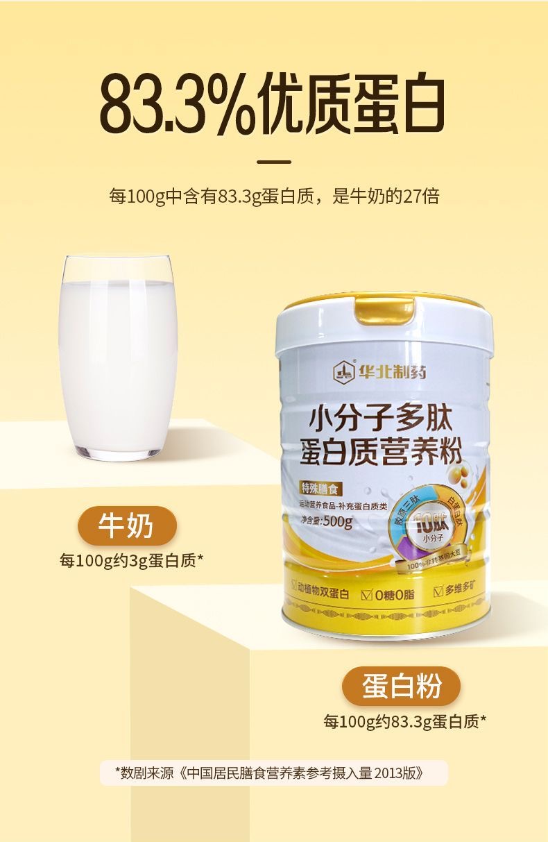 华北制药小分子多肽蛋白质营养粉双蛋白动植物0糖0脂正品防伪可查