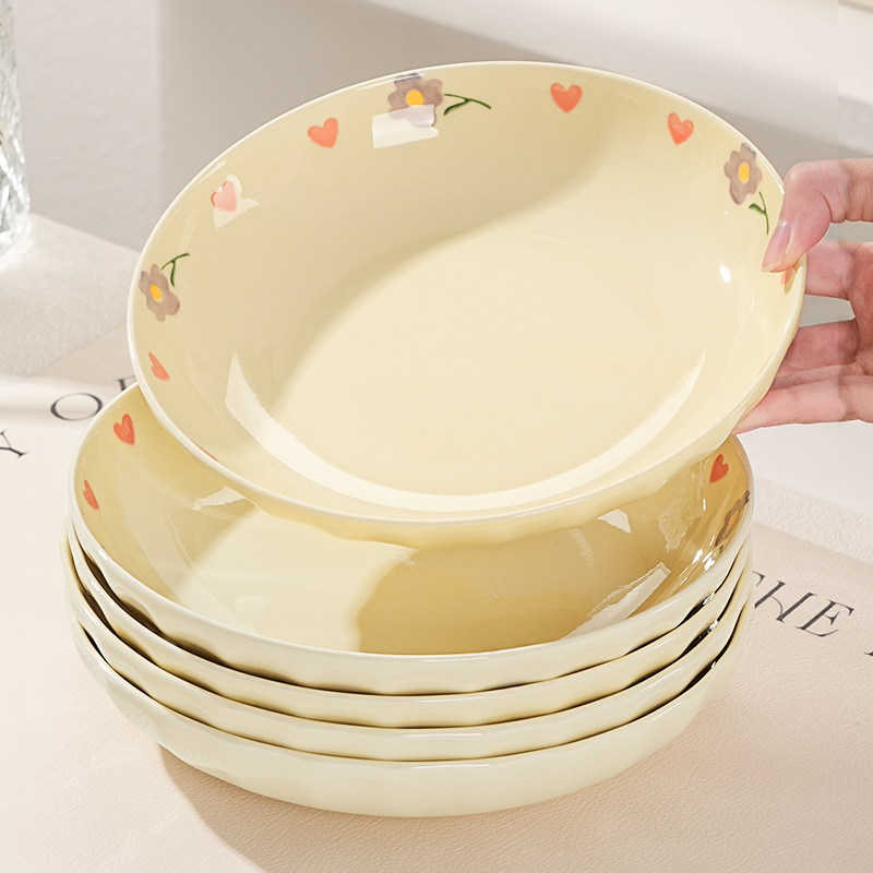 高颜值好看的奶油风深盘餐具餐盘