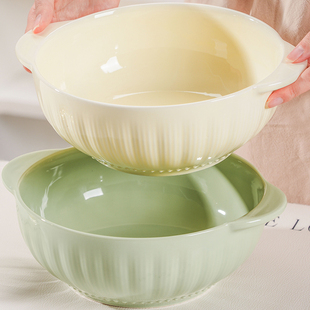 2个双耳汤碗29.9奶油风2025新款 家用陶瓷酸菜鱼碗高级感大号汤盆