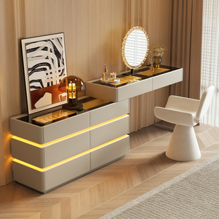 七号公寓 意式极简化妆台斗柜一体卧室床尾轻奢高级感化妆桌