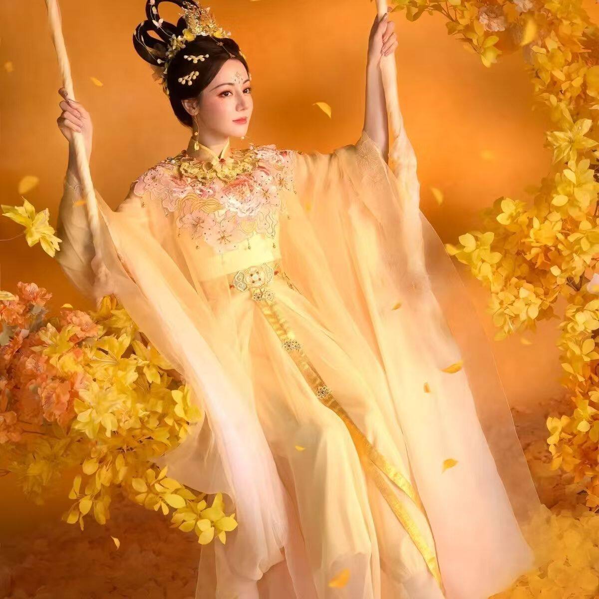 嫦娥天女散花超仙气古装古风飘逸汉服套装