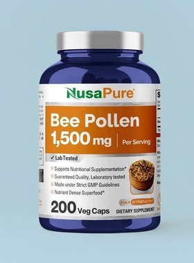 美国NusaPure Bee Pollen蜂花粉胶囊免疫力成人1500毫克200粒