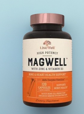 现LiveWell MagWell成人骨骼关节镁锌含维生素D3 Magnesium Zinc