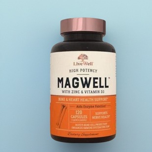 现LiveWell MagWell成人骨骼关节镁锌含维生素D3 Magnesium Zinc