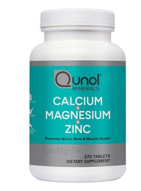 美国代Qunol 成人钙镁锌3合一Calcium Magnesium肌肉关键骨骼Zinc