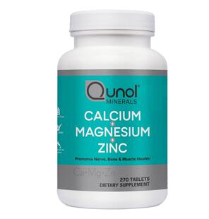 美国代Qunol 成人钙镁锌3合一Calcium Magnesium肌肉关键骨骼Zinc