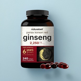 美国人参胶囊韩国红参 2250毫克Korean Red Ginseng人参皂苷240粒