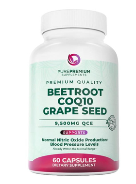 PurePremium Beet Root 甜菜根胶囊+辅酶 Q10葡萄籽成人血压保健