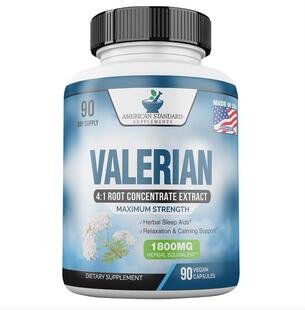美国成人缬草根胶囊1800毫克情绪放松睡眠压力Valerian Root 90粒