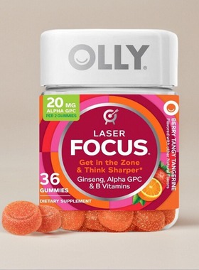 美国成人OLLY Laser Focus脑力记忆力Alpha GPC +B族考试背书36粒