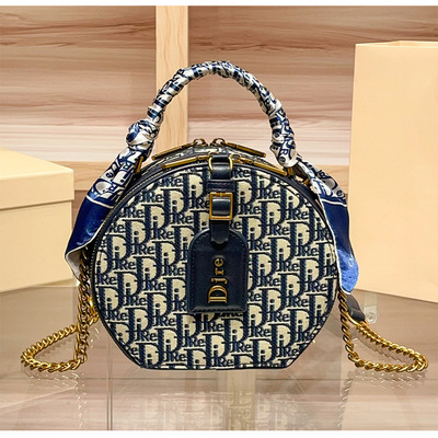 IT圆饼包女2025新款帆布刺绣小巧精致迷你手提单肩斜挎小包小圆包