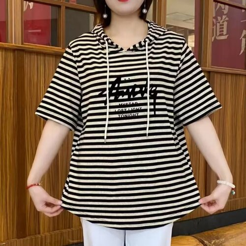 2025夏新款大码洋气百搭连帽T恤