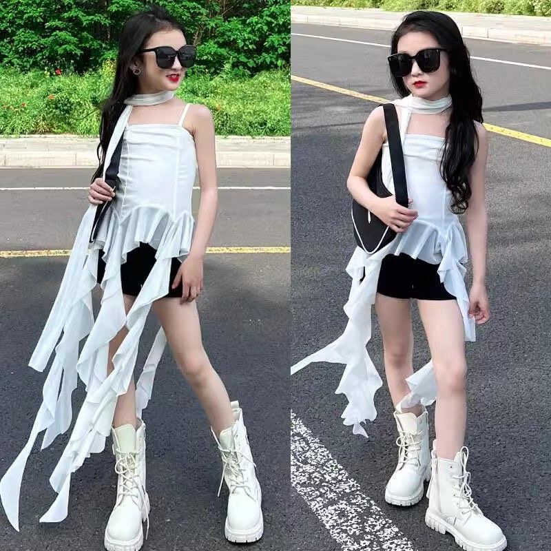 女童气质辣妹风荷叶边连衣裙