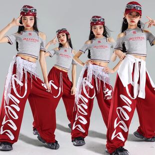 女童jazz爵士舞演出服少儿练功服上衣套装儿童街舞服装女孩裤子潮