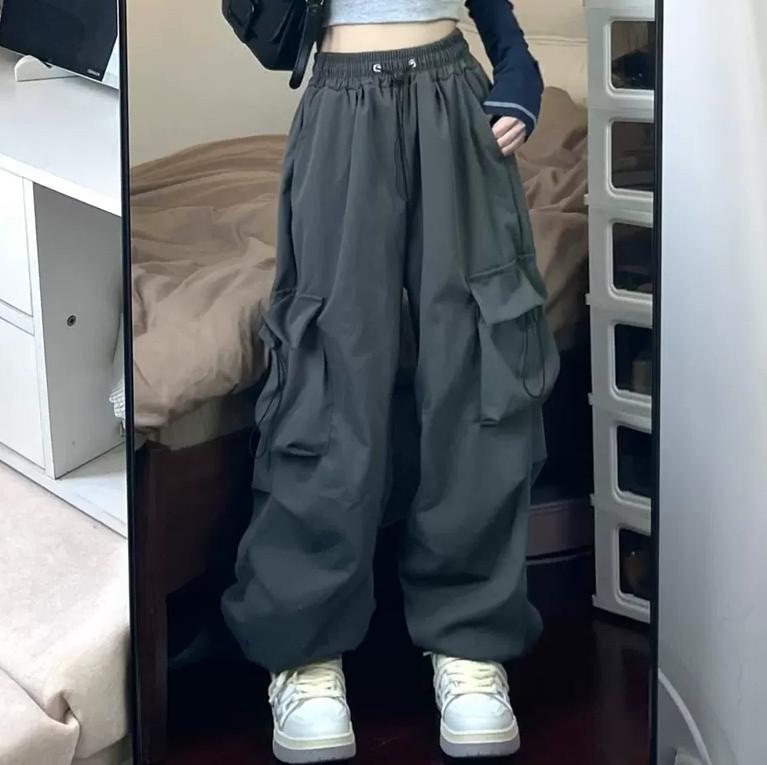 韩版女童工装裤2025春秋美式复古百搭炸街舞国潮时髦抽绳爵士裤子