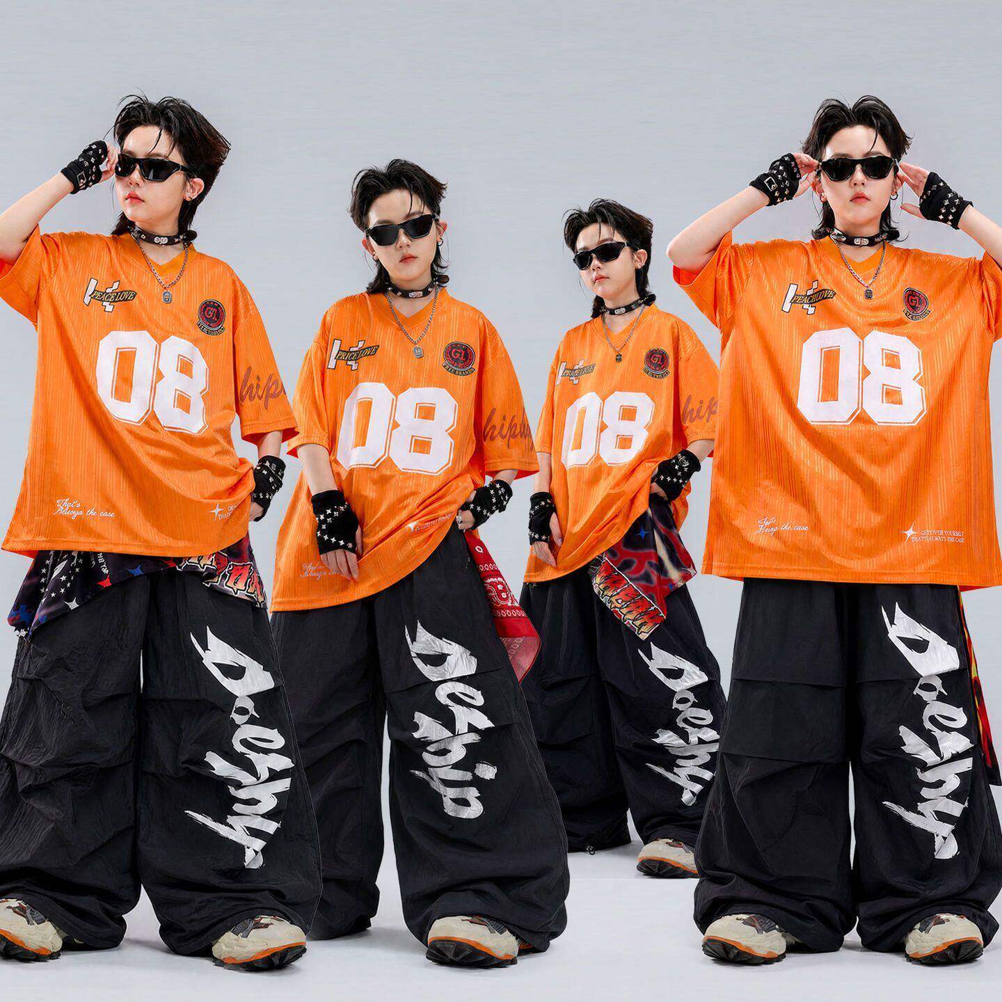 儿童街舞潮服男童演出服架子鼓酷帅hiphop嘻哈女童舞蹈表演服套装