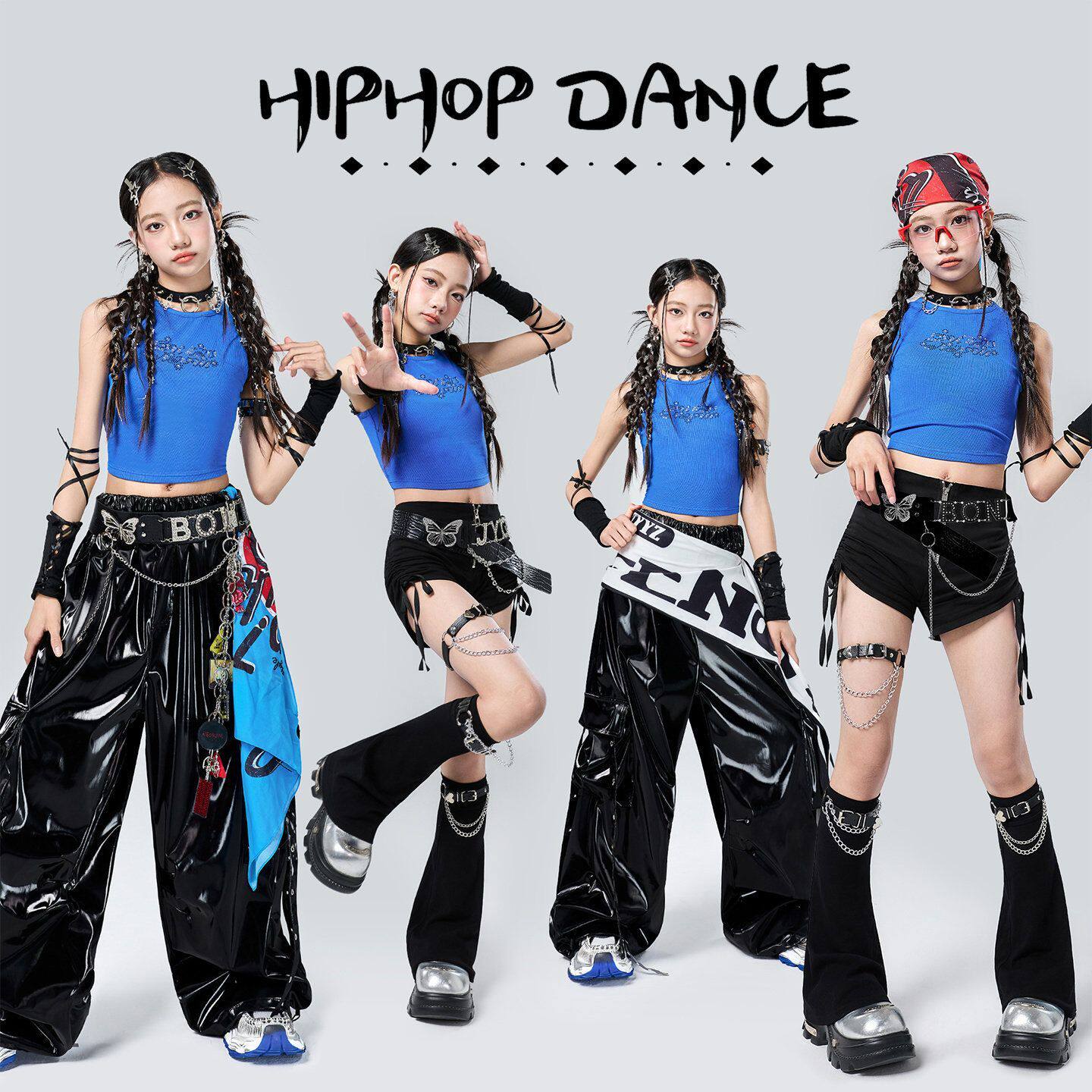 爵士舞服装女童韩版潮酷时髦演出服装少儿jazz现代舞蹈练功表演服