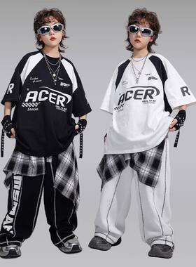 街舞儿童潮服男童嘻哈酷帅T恤hiphop架子鼓服女童爵士舞演出服装