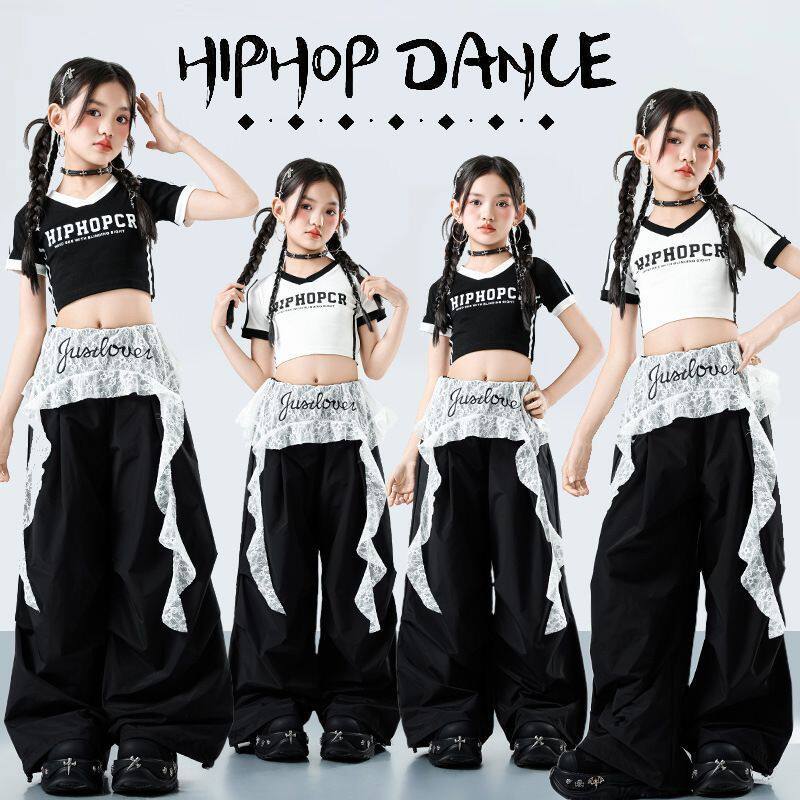 女童爵士舞服装六一女团舞蹈表演服jazz露脐演出服儿童走秀套装夏