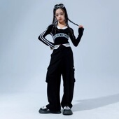 女童嘻哈潮酷练功服儿童街舞爵士舞蹈表演服套装 秋季 潮牌跳舞走秀