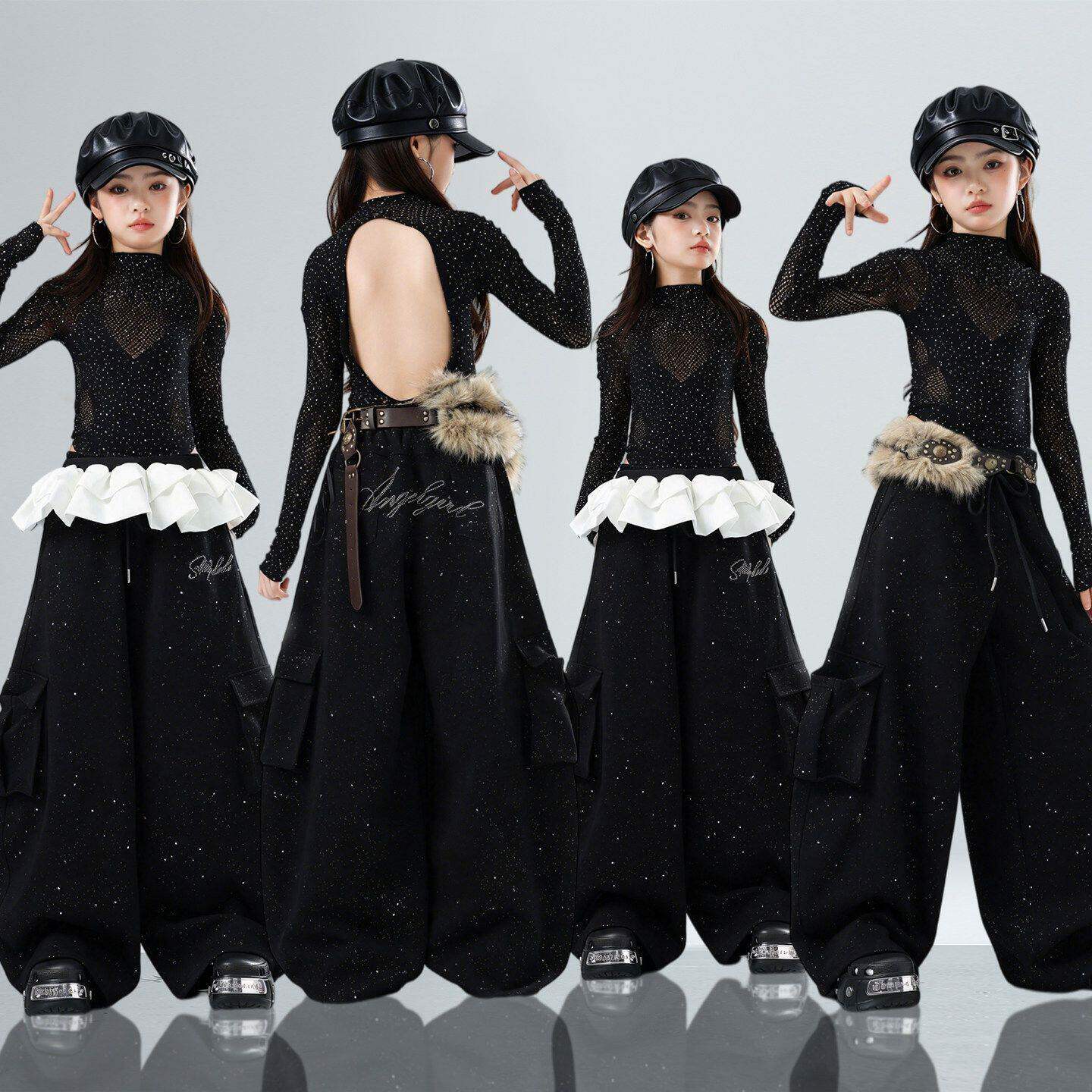 爵士舞服装女童潮酷时髦儿童走秀潮服套装少儿爵士演出服女团表演