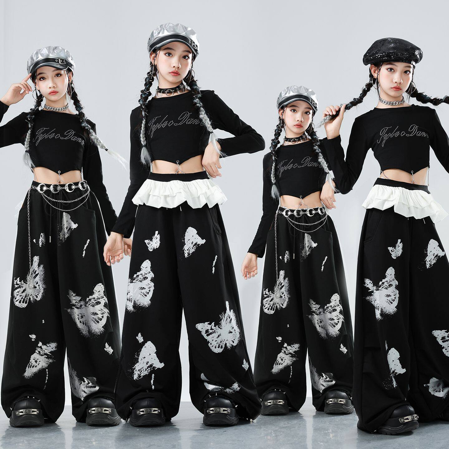 爵士舞演出服装女童韩版潮酷走秀套装少儿jazz街舞表演服女孩夏季