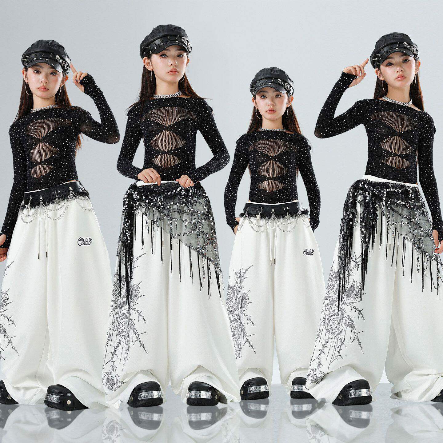 女童jazz爵士舞演出服儿童街舞服装少儿女孩走秀潮装女团炸街套装