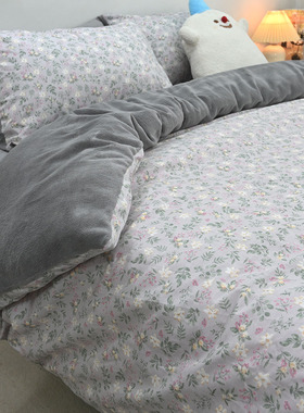 冬季加绒A全棉B牛奶绒被套单件150x200x230cm纯棉1.5米被罩单独