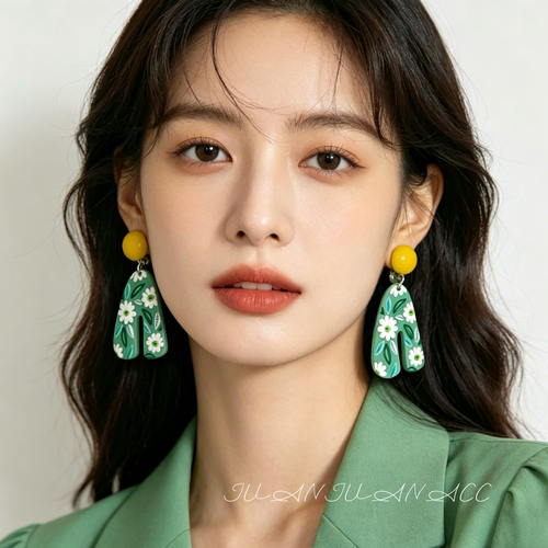 春日彩色花朵耳环女小众设计感高级轻奢气质耳钉耳夹无耳洞女