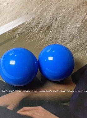 法式摩登复古圆球耳环夸张气质圆形耳钉蓝色圆形潮耳饰女时尚