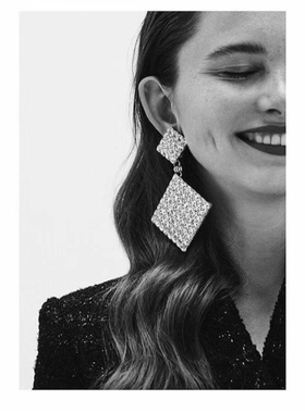 韩国欧美气质夸张超大方形几何耳环时尚度假风夜店长款耳夹耳饰品