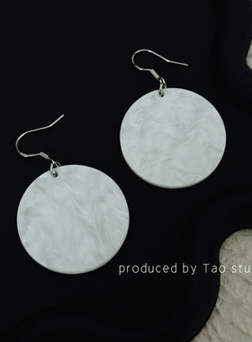 欧美夸张个性潮人显瘦脸亚克力白色耳环圆形几何长款耳夹无耳洞女