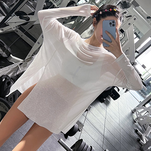 长袖T恤运动上衣女普拉提跑步罩衫2024显瘦透气健身服宽松瑜伽服