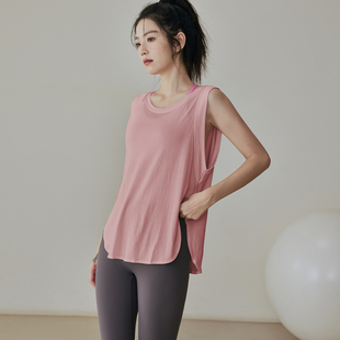 瑜伽服女无袖 跑步训练外穿速干运动背心 T恤宽松透气健身上衣夏季