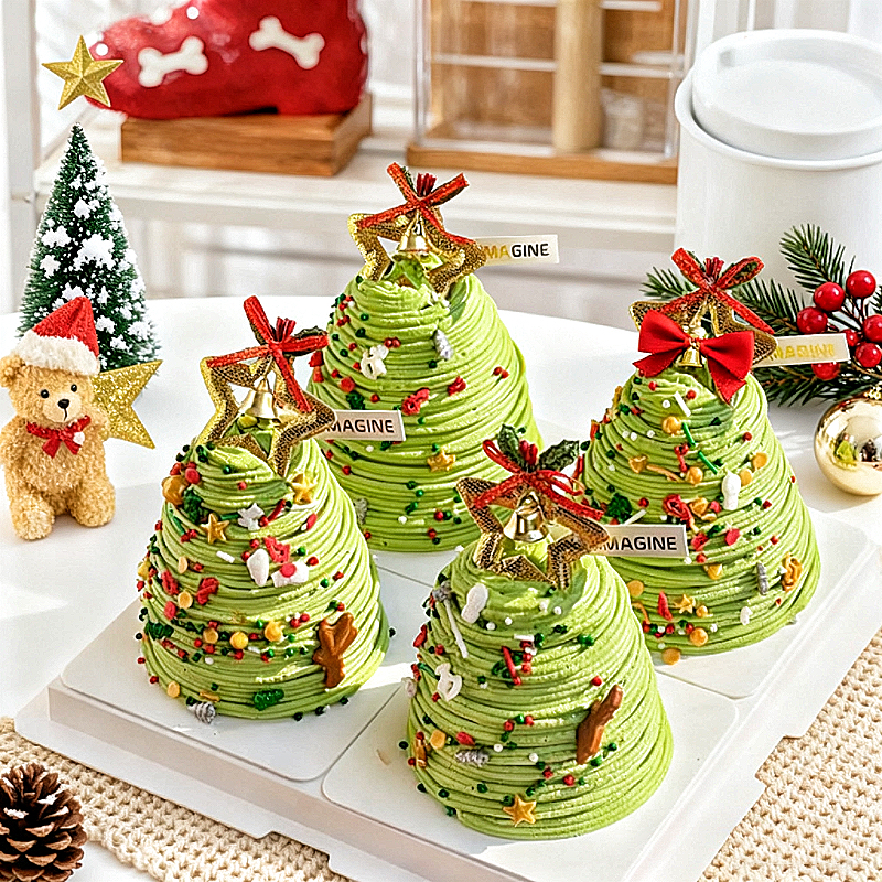 2025圣诞节许愿树蛋糕装饰星星草圈叶子插件圣诞派对甜品烘焙摆件