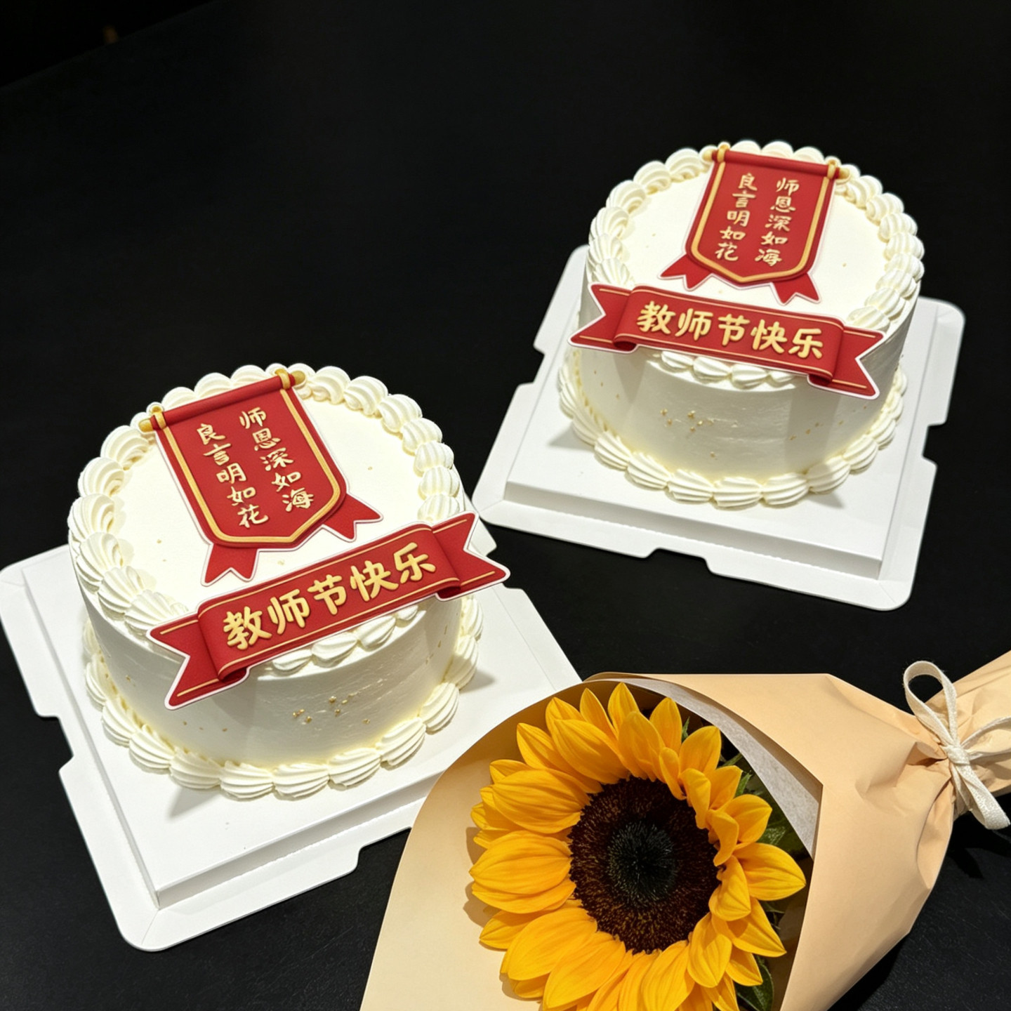 2026教师节快乐亚克力蛋糕装饰插件良言明如花师恩深如海装扮摆件