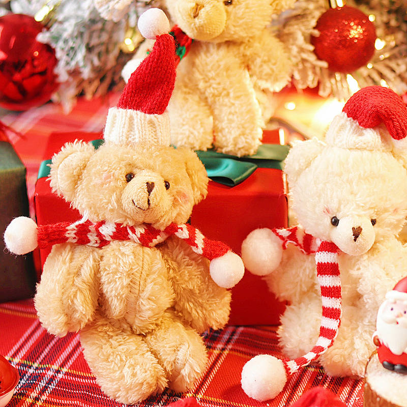 圣诞毛绒小熊蛋糕装饰