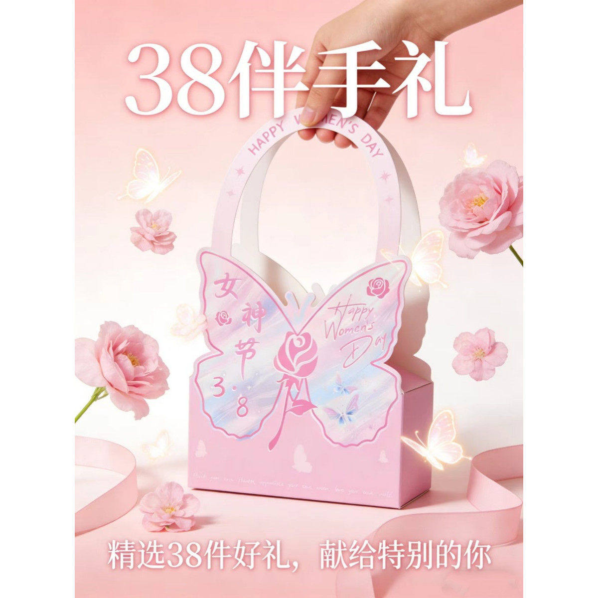 38女神节礼盒礼物盒空盒子口红礼品盒妇女节包装盒手提精美收纳