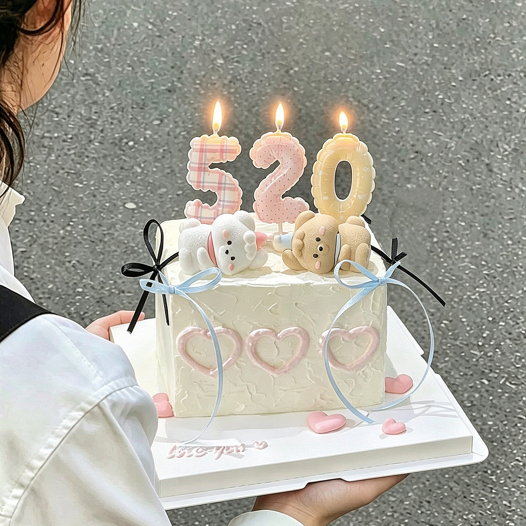520情人节情侣修狗蛋糕装饰摆件