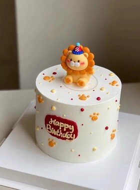 网红狮子座蛋糕装饰插件软陶黄色小狮子摆件儿童生日插牌派对装扮