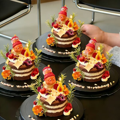 网红吹泡泡星星人蛋糕装饰