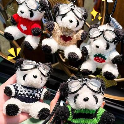 杰哥同款毛绒飞行员熊猫挂件