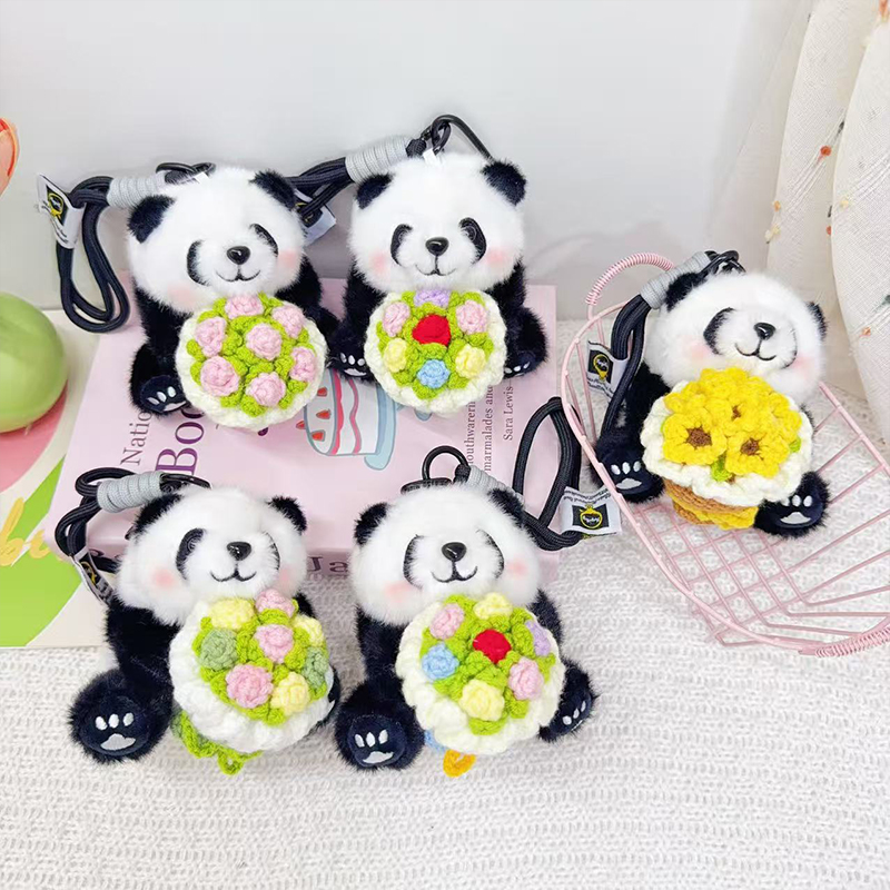 熊猫玩偶公仔捧花挂件挂饰