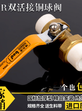 全铜PPR双头活接铜球阀热熔管阀门20 25 32 4分 6分1寸双活接球阀