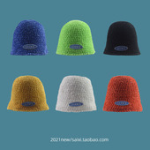 帽子女秋冬季 毛线帽雪尼尔针织冷帽大头围白色显脸小水桶渔夫帽潮