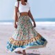 欧美风波西米亚碎花半身裙松紧高腰两穿沙滩海边度假风长裙子女夏