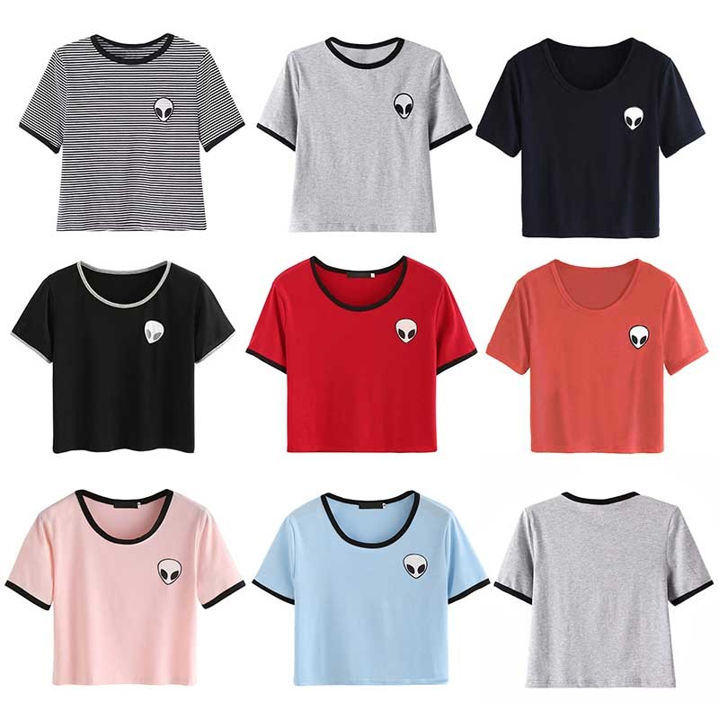 crop top Short sleeve T-shirt ÌǹûÉ«¶Ì¿îÍâÐÇÈ˶ÌÐäTÐôÅ®³±ÏÄ