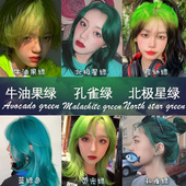 绿色染发剂植物2025流行色墨绿蓝绿自己染北极星绿孔雀绿染发膏女