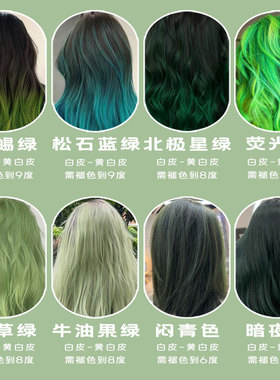 荧光绿蜥蜴绿薄荷绿色植物染发膏2025新款墨绿色男女自己在家染